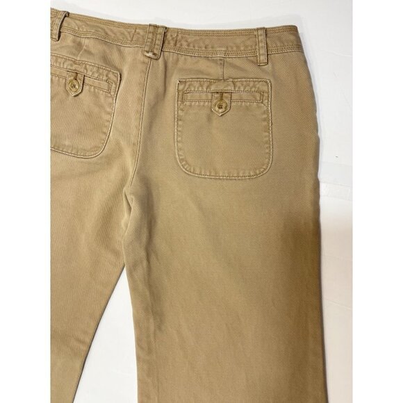 OLD NAVY Wide Leg Twill Trousers Women's 10 Regular Tan Low-Rise Button Pockets - Picture 11 of 16
